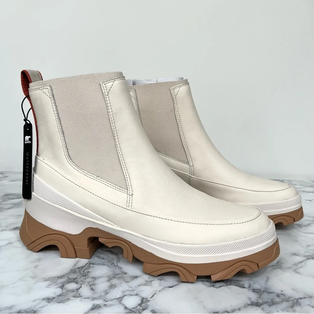 SOREL BREX Chelsea Waterproof Ankle Boots Natural Sea Salt Ivory Beige